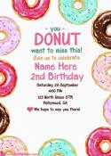 Colorful Donuts Birthday Invitation Cards With Name Edit