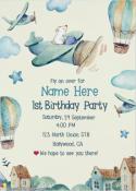 Flying Bear Happy Birthday Invitation Card With Name Edit