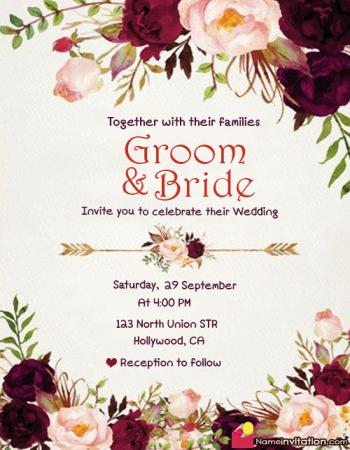 Beautiful Wedding Card With Name Edit Online