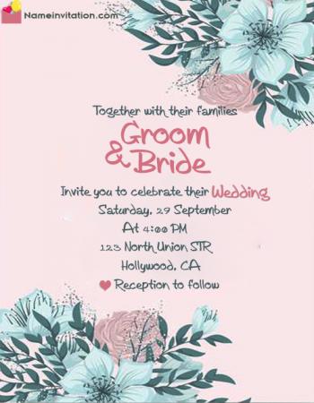 Flowers Wedding Invitation Card With Name Editing In English