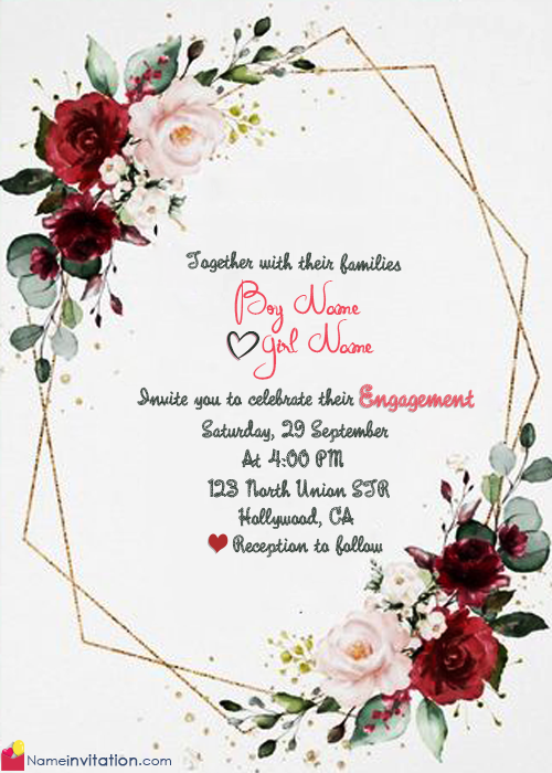 Beautiful Engagement Invitation Card With Couple Name Beautiful Engagement Invitation Card With Couple Name
