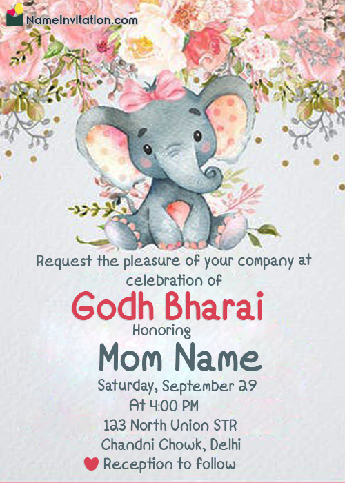 Cute Godh Bharai Invitation Card Online Free With Name Cute Godh Bharai Invitation Card Online Free With Name
