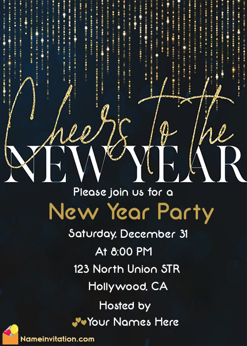 New Year Party Invitation Card With Name Maker Online New Year Party Invitation Card With Name Maker Online